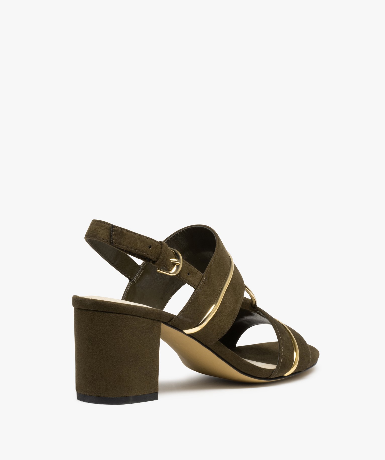 Sandales femme à talon dessus suédé avec détails métall... vert | GEMO