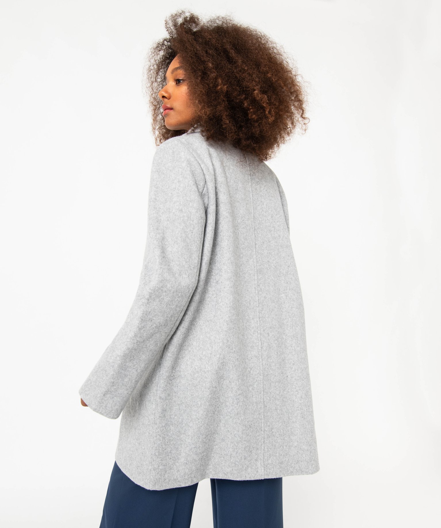 Manteau long à col tailleur femme gris | GEMO