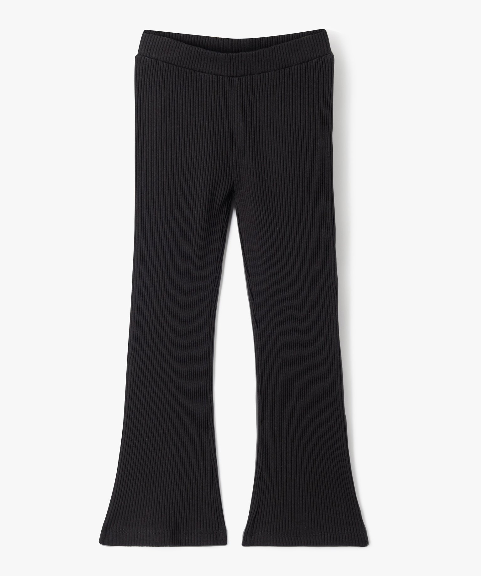 Pantalon en maille ctelée extensible fille noir | GEMO