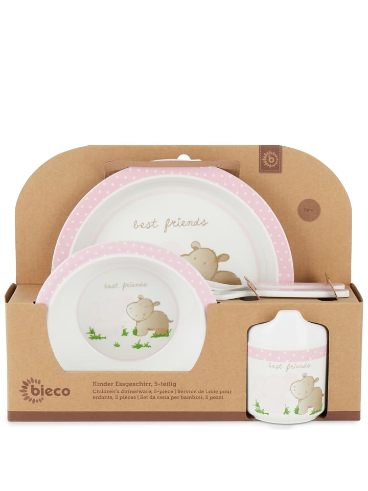 Bieco Spielwaren Geschirrset mit Tiermotiv 5 tlg. in Rosa günstig kaufen onesize