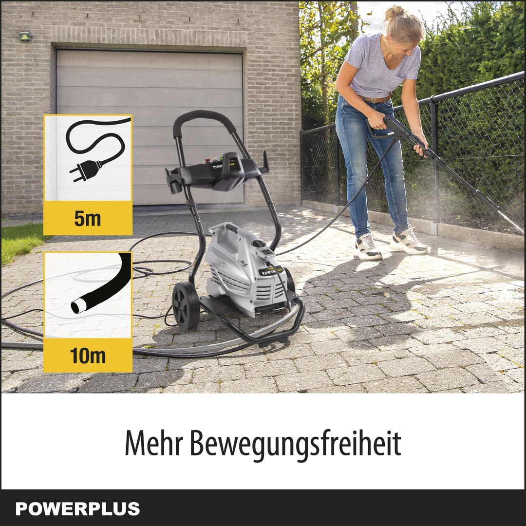 Powerplus Elektrischer Hochdruckreiniger POWXG90430 - 3100 Watt Terrassenreiniger, Start- / Stopp-Funktion