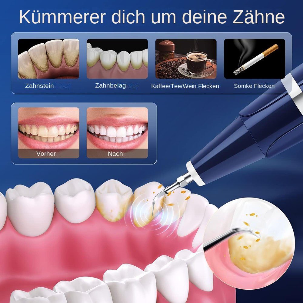 Yoyaxi Zahnpflege-Set Professionelle Zahnsteinentfernung zu Hause, 1-tlg., Ultraschallreinigung mit 5 Modi und austauschbaren Köpfen