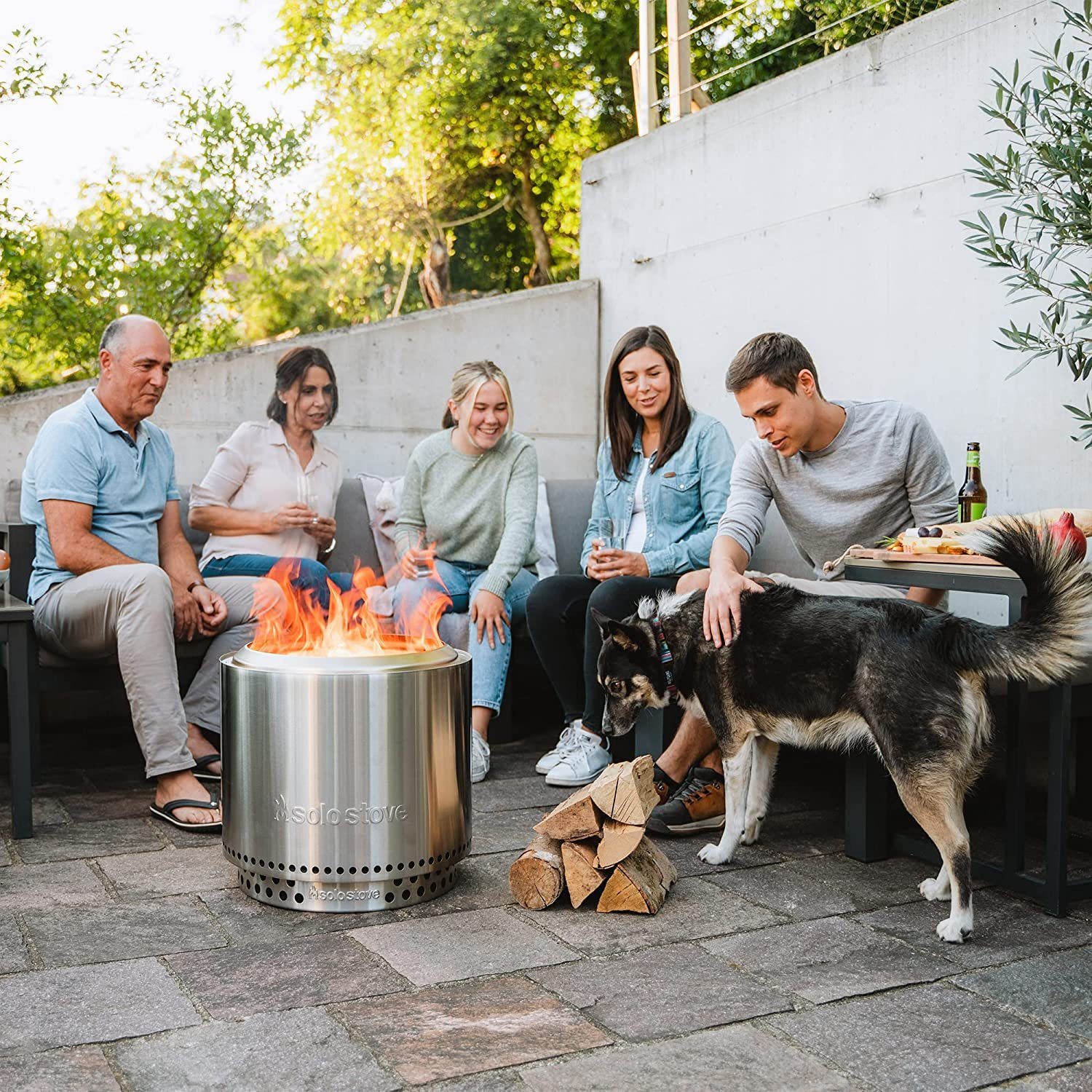 Solo Stove Feuerstelle Feuerschale Bonfire Outdoor-Kamin Edelstahl, mit Standfuß UVP 299€, (SONDERANGEBOT, nur für kurze Zeit, 1-St., für Terrasse, Garten, Feuertonne, Holzofen, Feuerkorb, Outdoor Kamin), Rostfrei, Feuerstelle, Terrassenofen für drau
