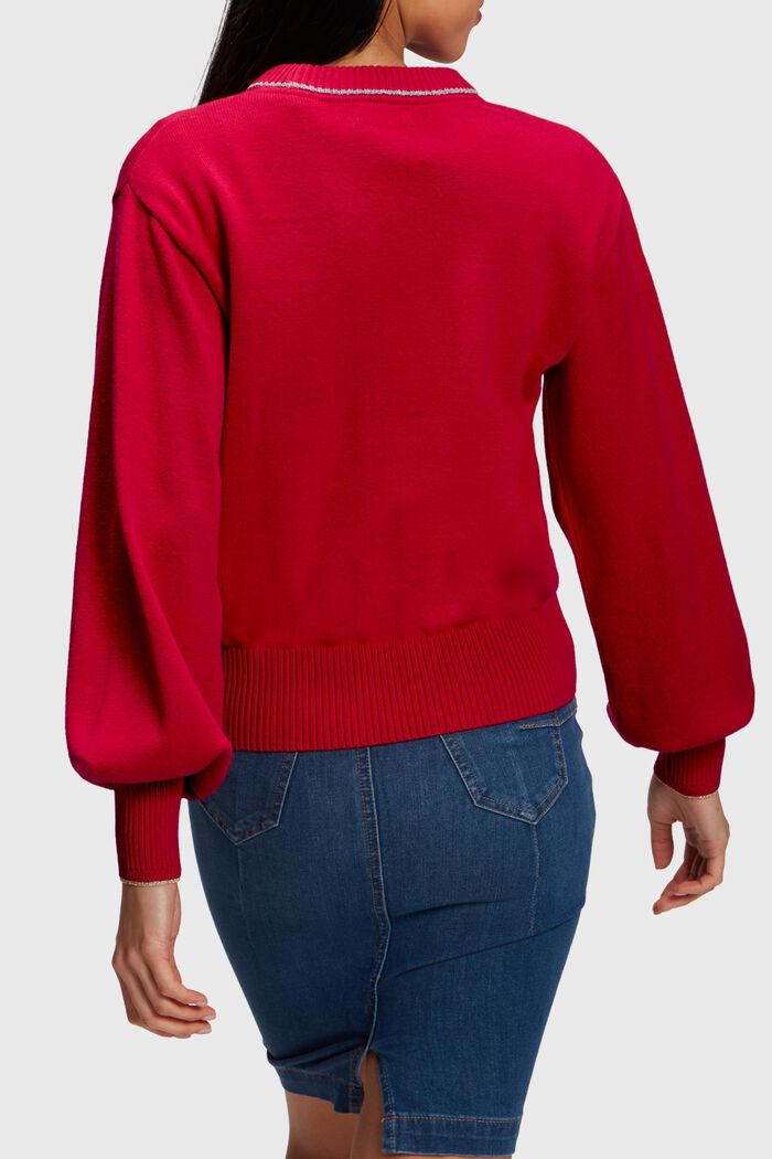 Pullover mit Puffärmeln und Kaschmiranteil
