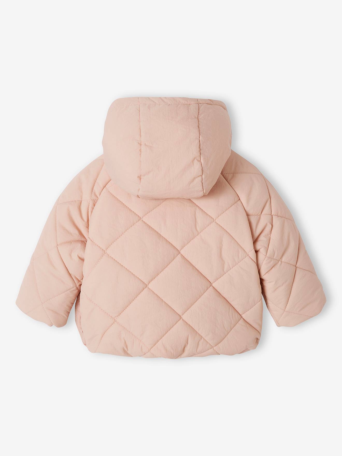 Vertbaudet Mädchen Baby Steppjacke mit abnehmbarer Kapuze, Recycling-Polyester - hellrosa