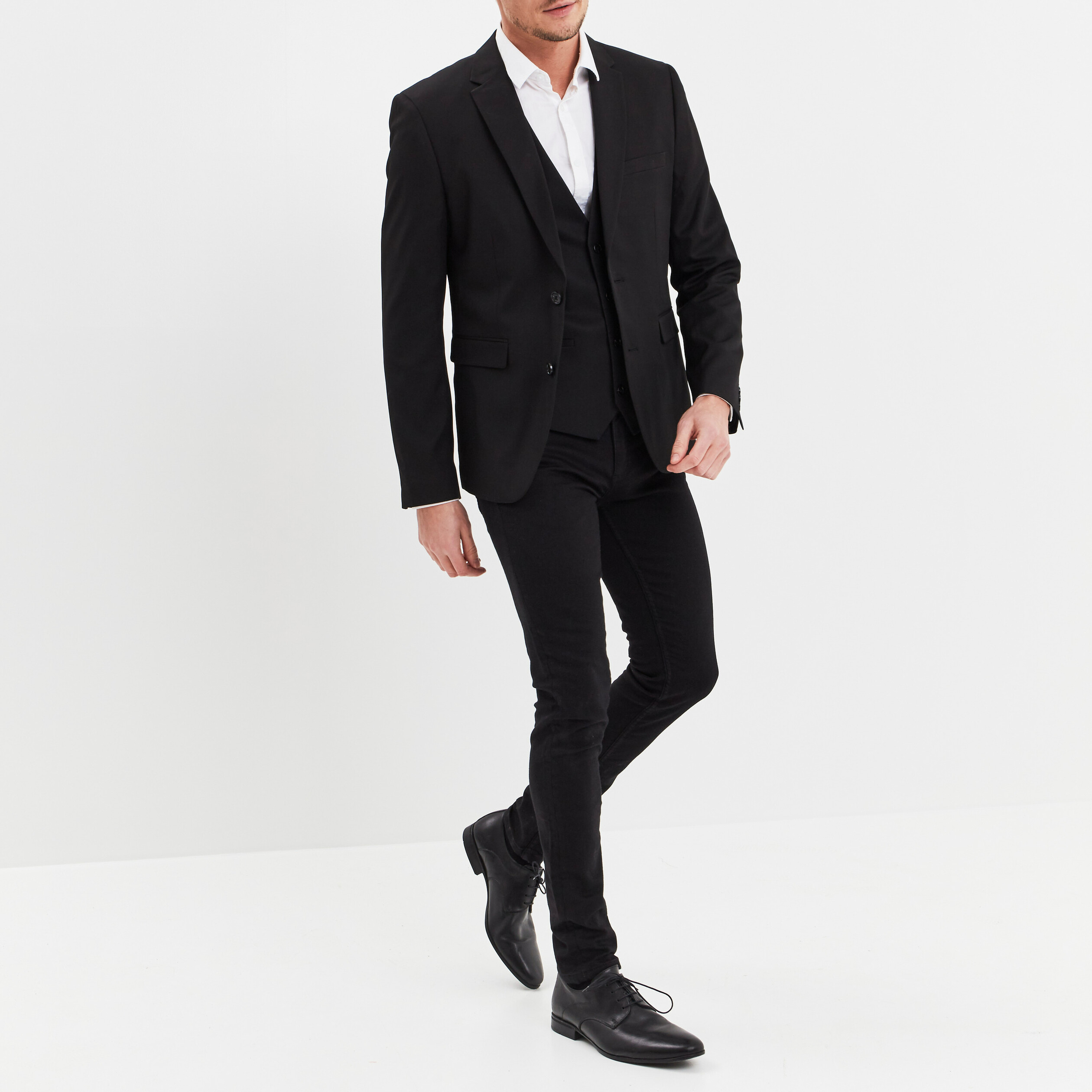 Veston droit boutonné noir homme | La Halle