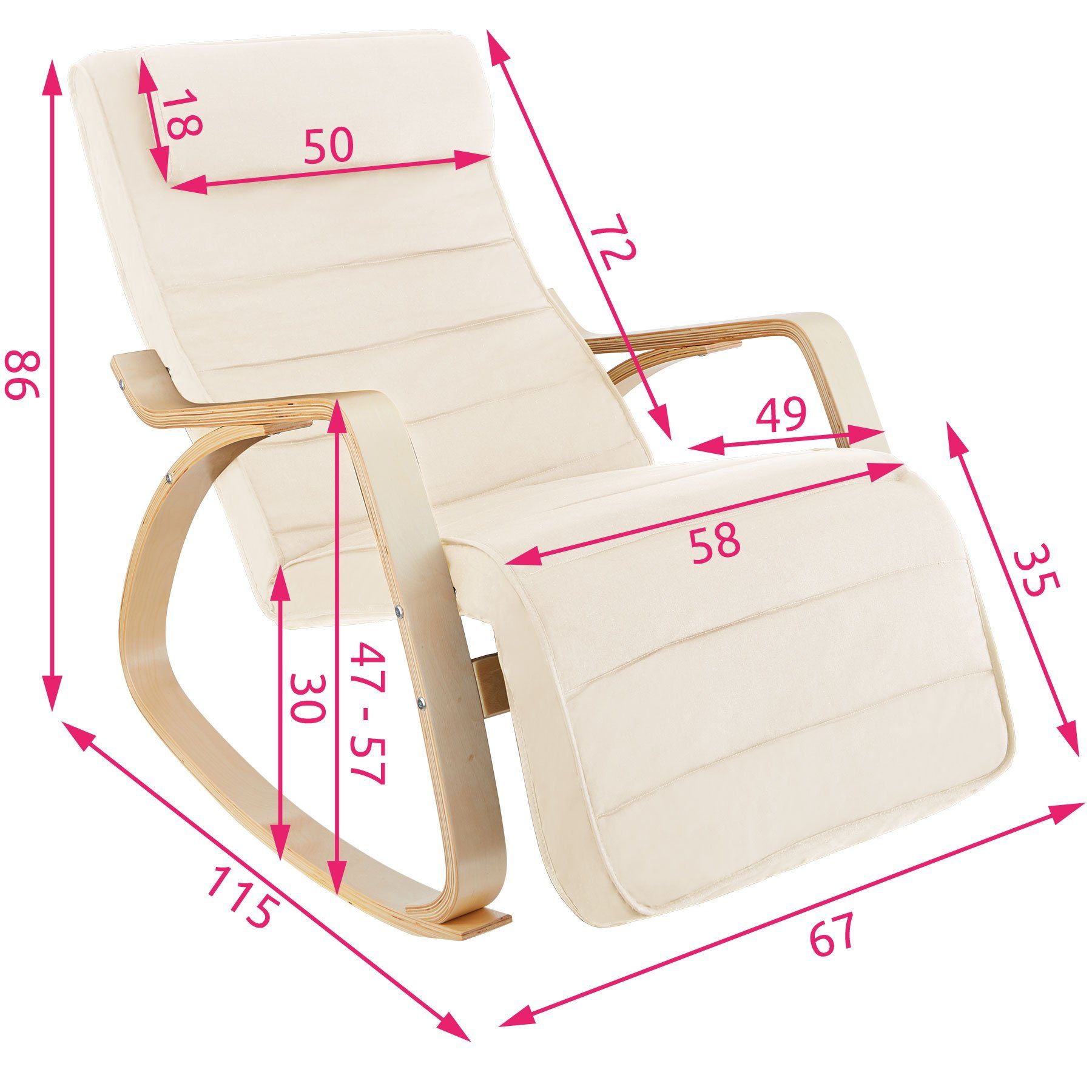 tectake Schaukelstuhl Onda (1er, 1 St), ergonomisch