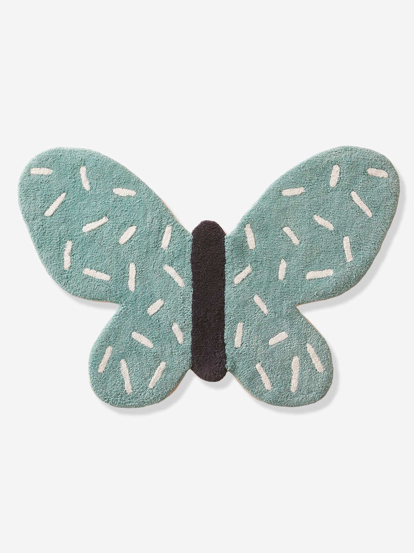 Tapis en éponge Papillon bleu/blanc
