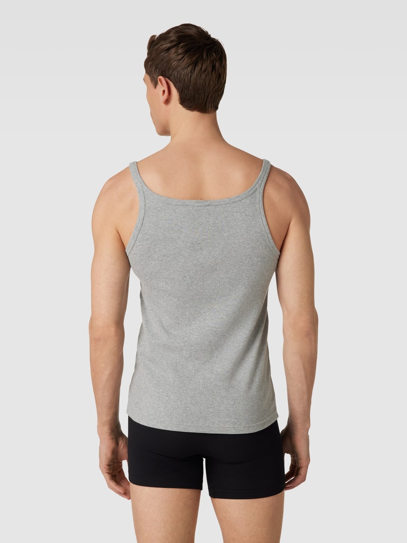 Top mit Logo-Stitching in mittelgrau meliert