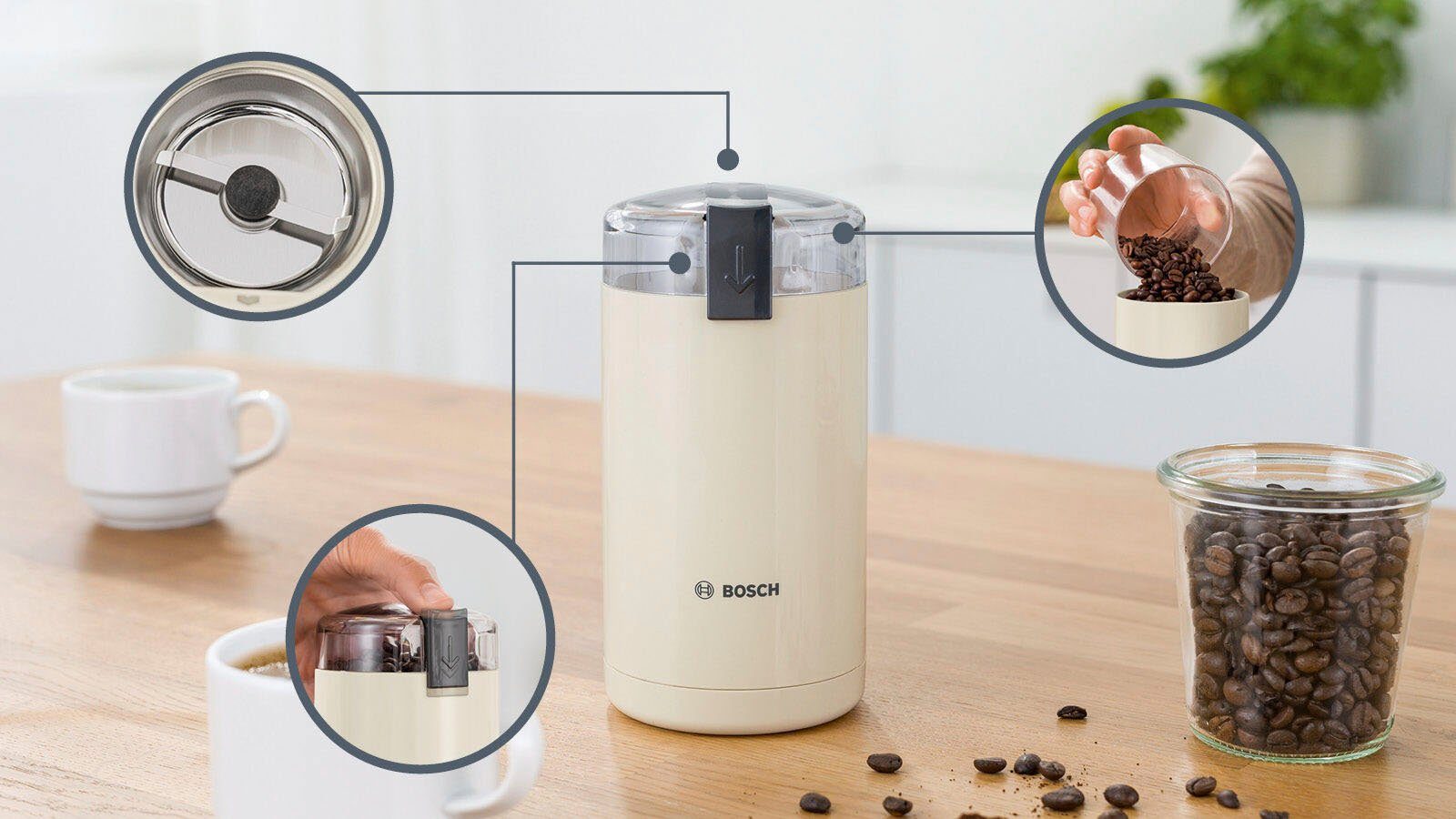 BOSCH Kaffeemühle TSM6A017C, 180 W, Schlagmesser, 75 g Bohnenbehälter