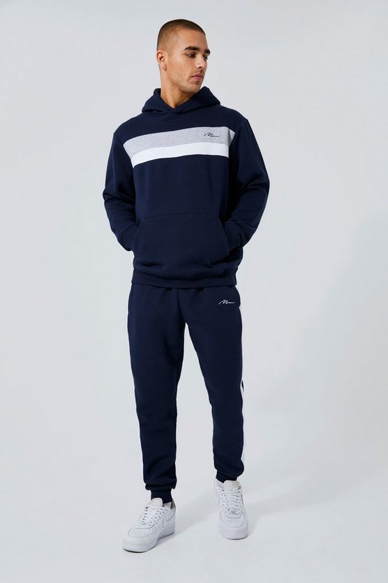 Man Signature Colorblock Trainingsanzug mit Kapuze