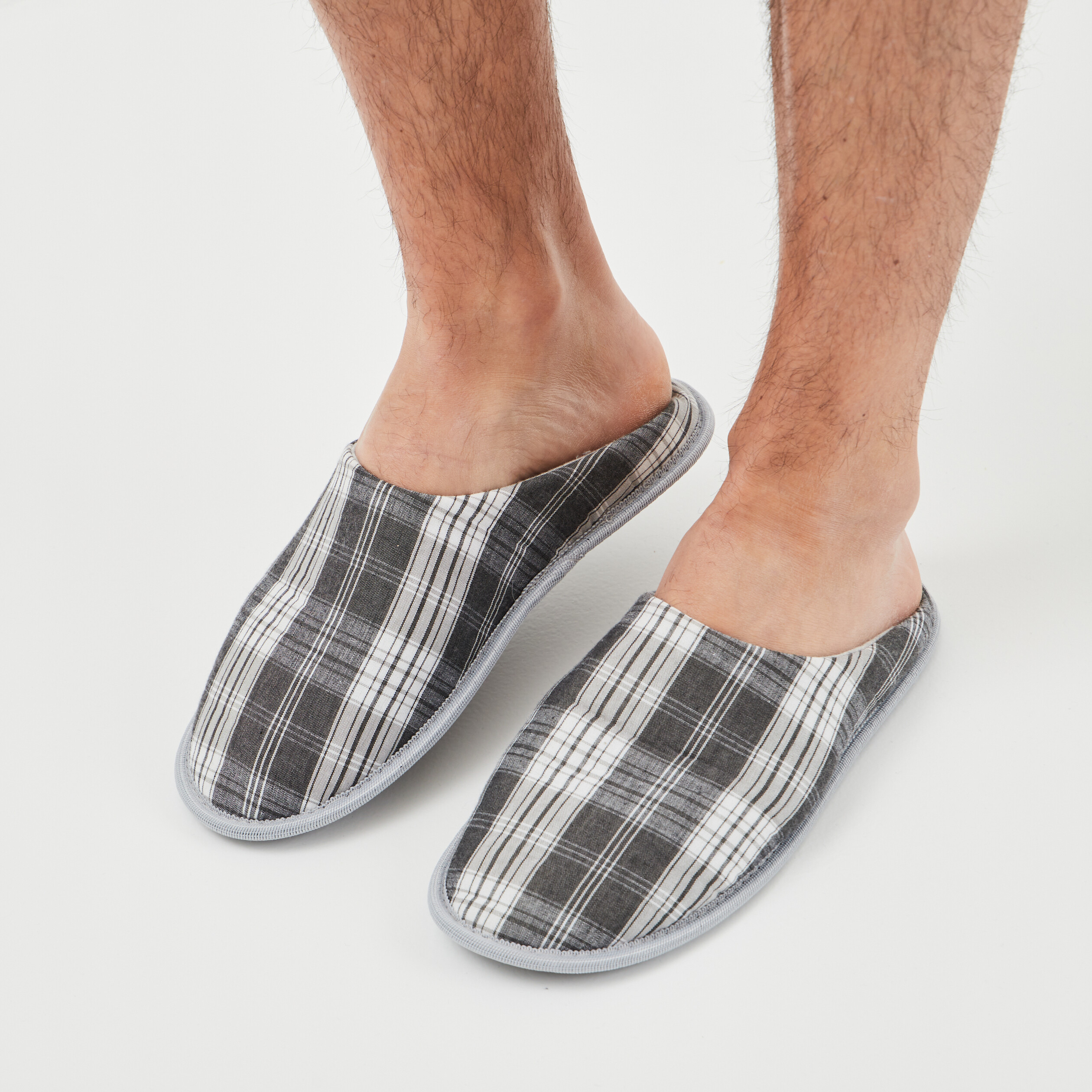 Chaussons mules gris homme | La Halle