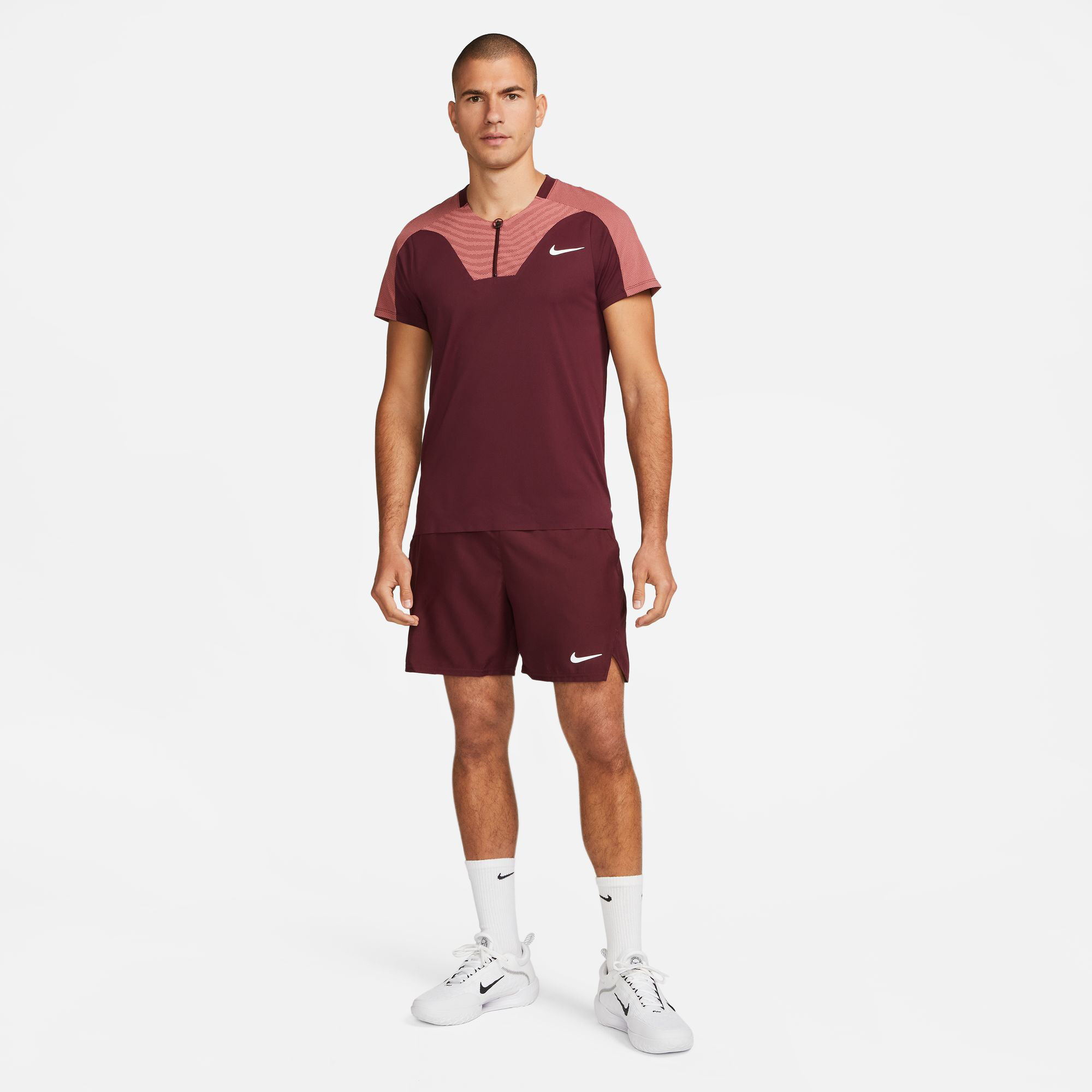 Dri-Fit Advantage Court Slim UL RG Polo Herren - Dunkelrot, Altrosa