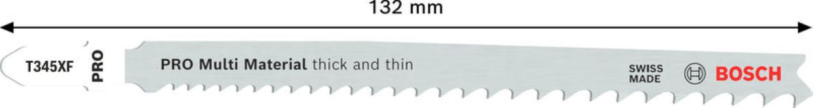 Bosch Blue Accessories 2608655101 PRO Multi Material gruby i cienki brzeszczot T345XF 132 mm, 2 sztuki