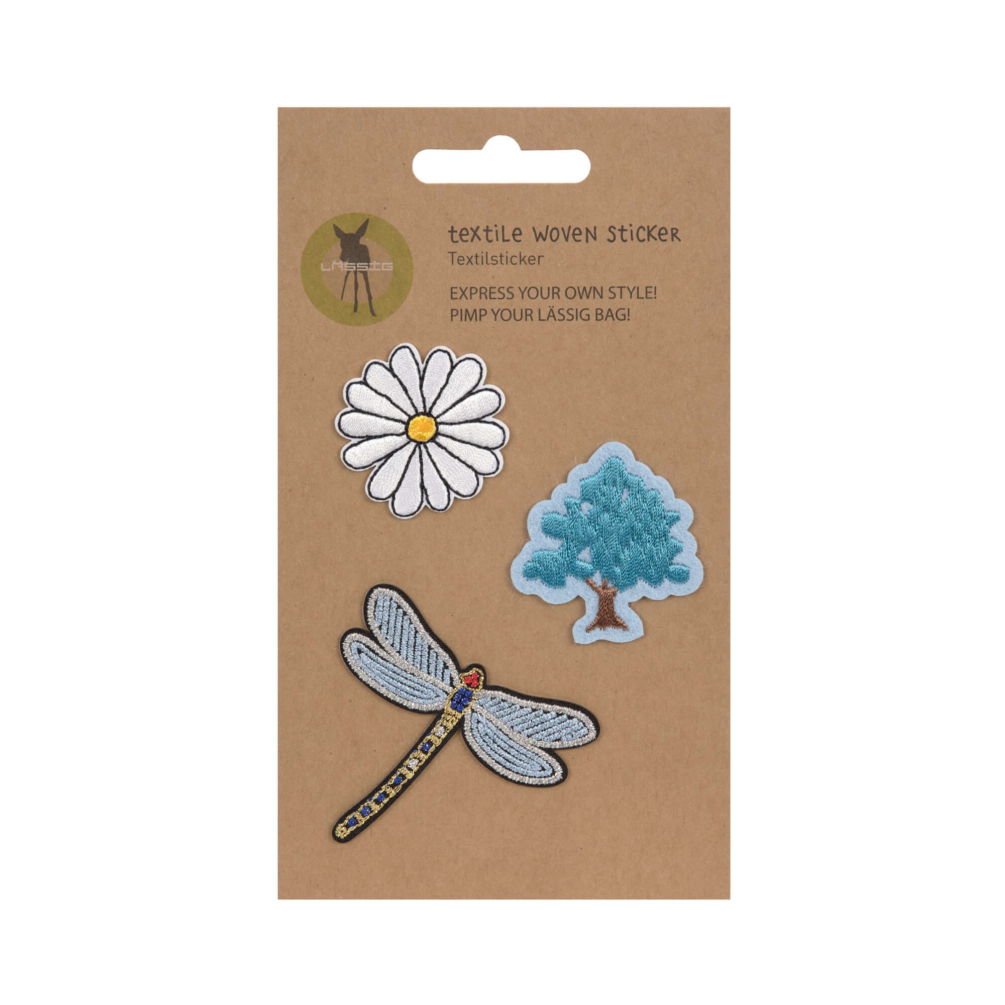 Textil-Sticker (3 Stk) - Schul Set Unique, Natur