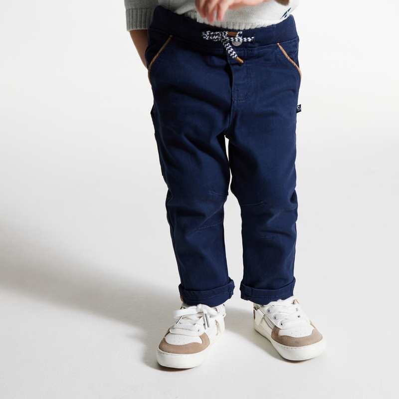 Pantalon worker en twill bleu bébé garçon