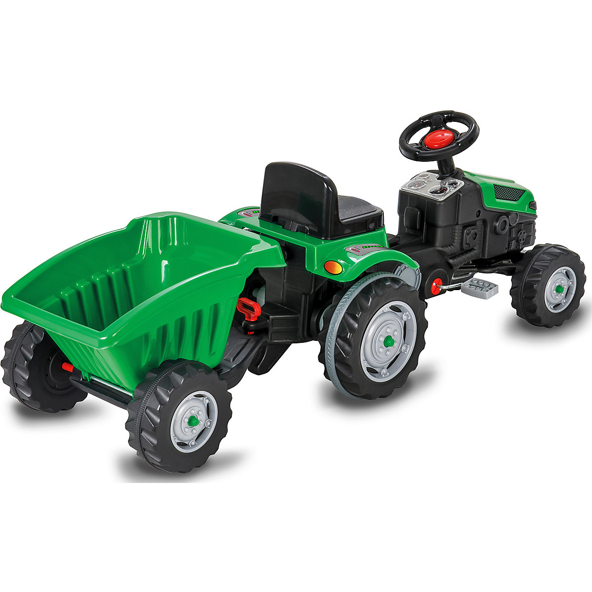 Trettraktor mit Hänger Strong Bull grün