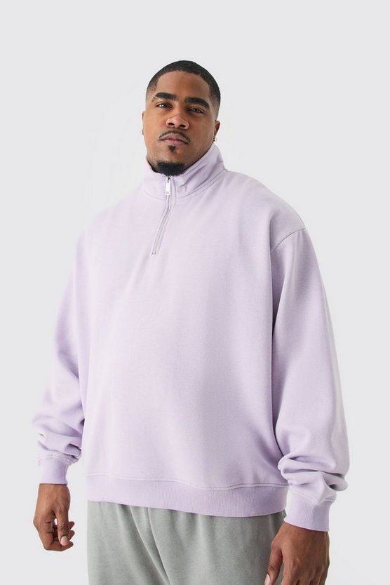 Plus kastiges Oversize Sweatshirt mit 1/4 Reißverschluss