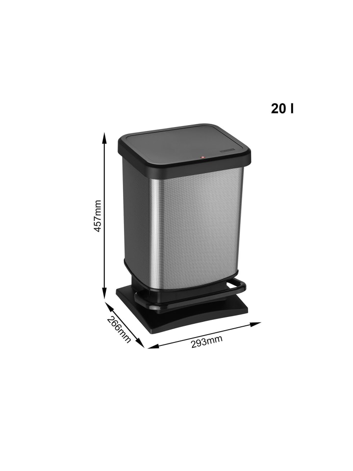 Rotho Paso Mülleimer 20l mit Deckel, Kunststoff (PP) in Carbon metallic günstig kaufen onesize