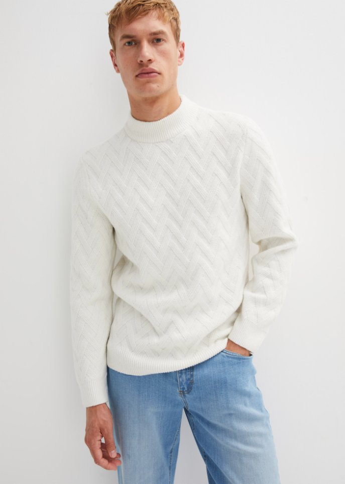 Stehkragenpullover mit Struktur