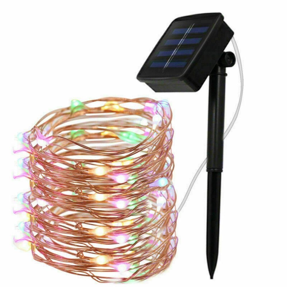 iscooter LED-Lichterkette 10M 100LEDs / 20M-200 LEDs Solar Lichterkette Kupferdraht Garten, Wasserdicht IP65 Innen Außen Garten Party Dekor