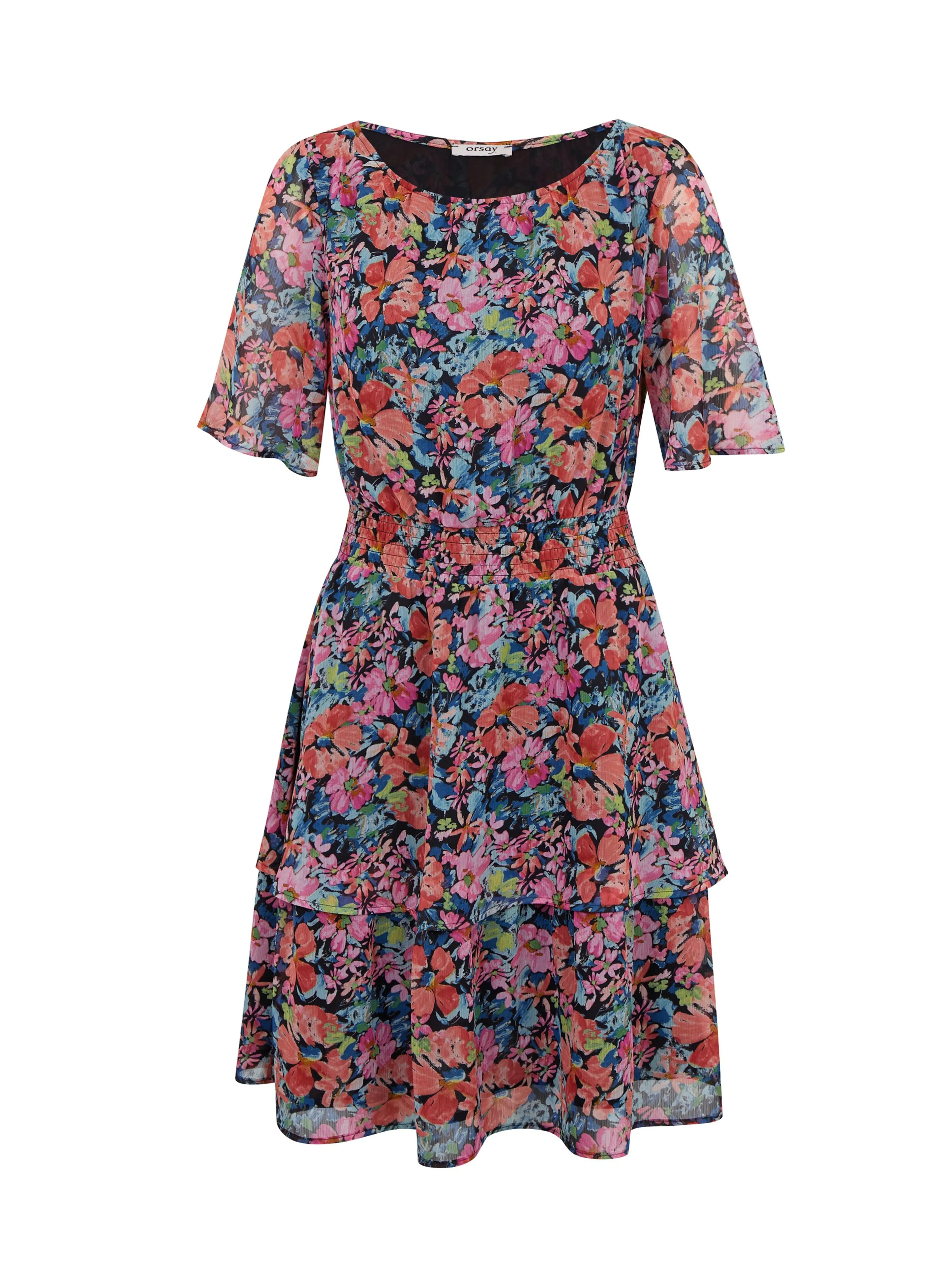 Rotes und schwarzes Damen-Blumenkleid ORSAY