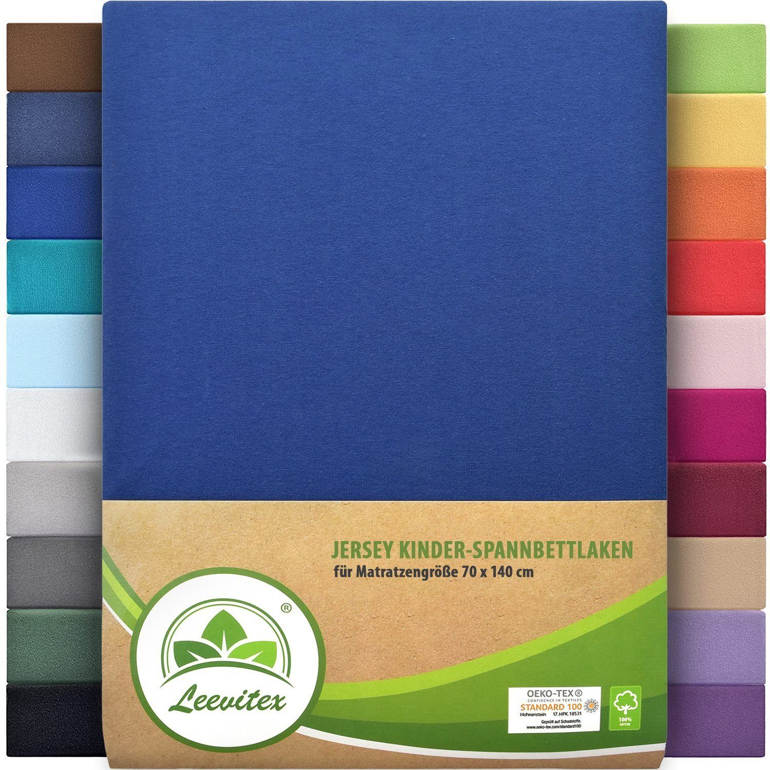 Spannbettlaken Spannbettlaken Kinder Spannbettlaken Premium 170 g/m², leevitex®, Gummizug: Rundumgummizug, (1 Stück), schwer & blickdicht, 100% Baumwolle, 70 x 140 cm