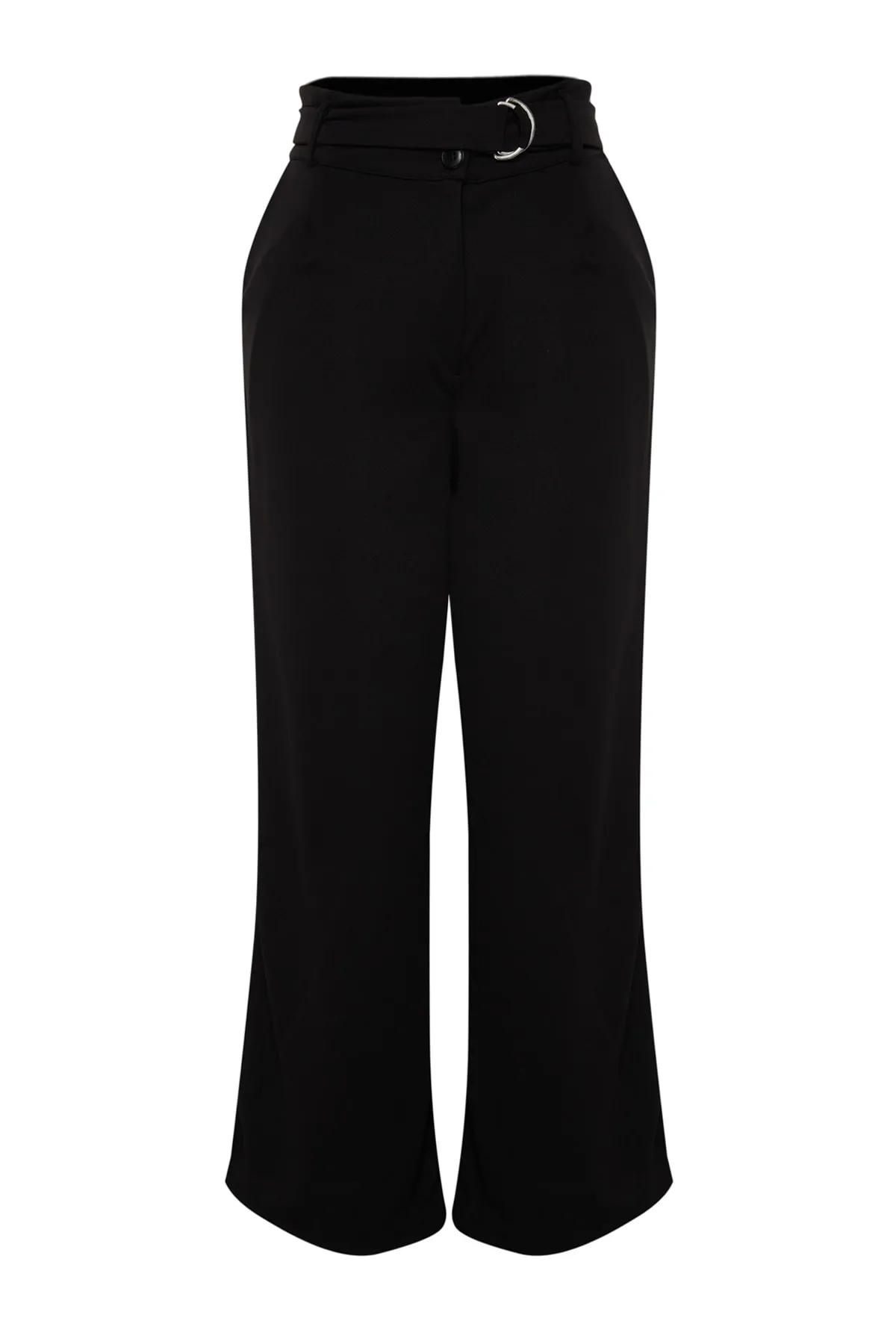 Trendyol Curve  Schwarze, detaillierte Strickhose mit Gürtel TBSSS22PL0303