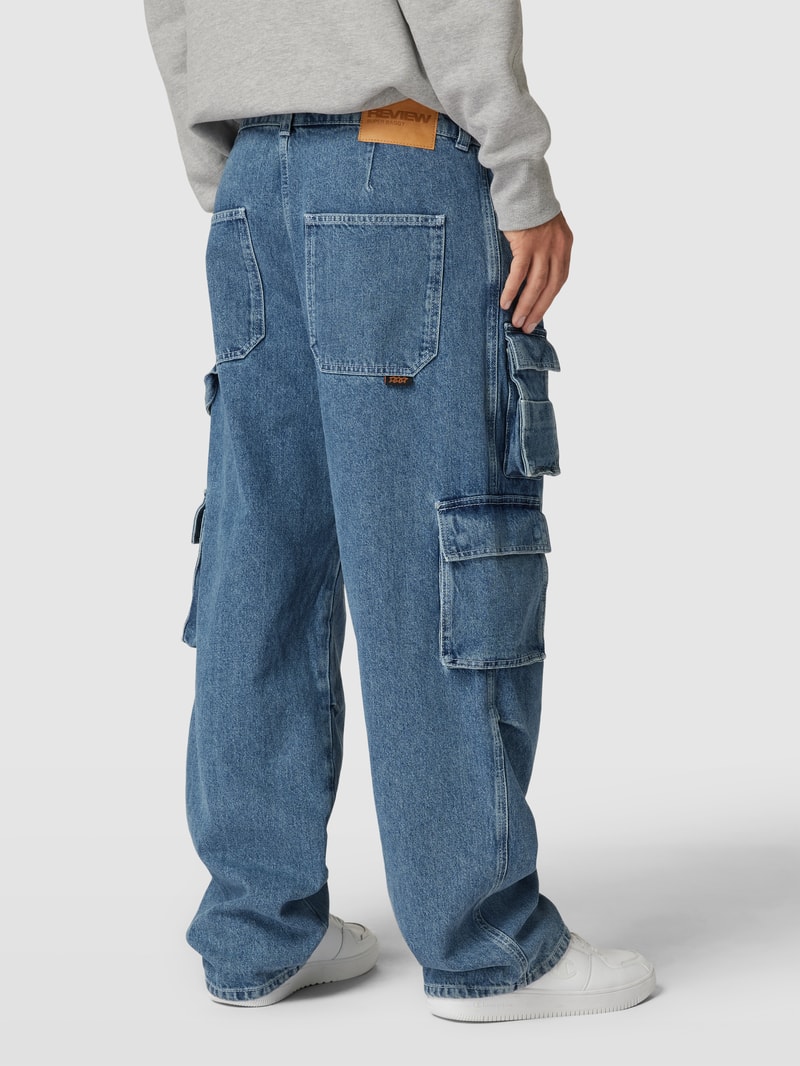 Super Baggy Fit Jeans mit aufgesetzten Taschen in blau