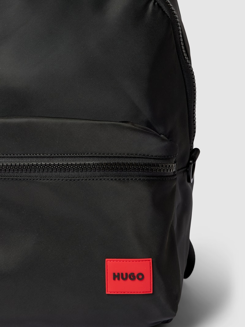 Rucksack mit Label-Detail Modell 'Erik' in schwarz