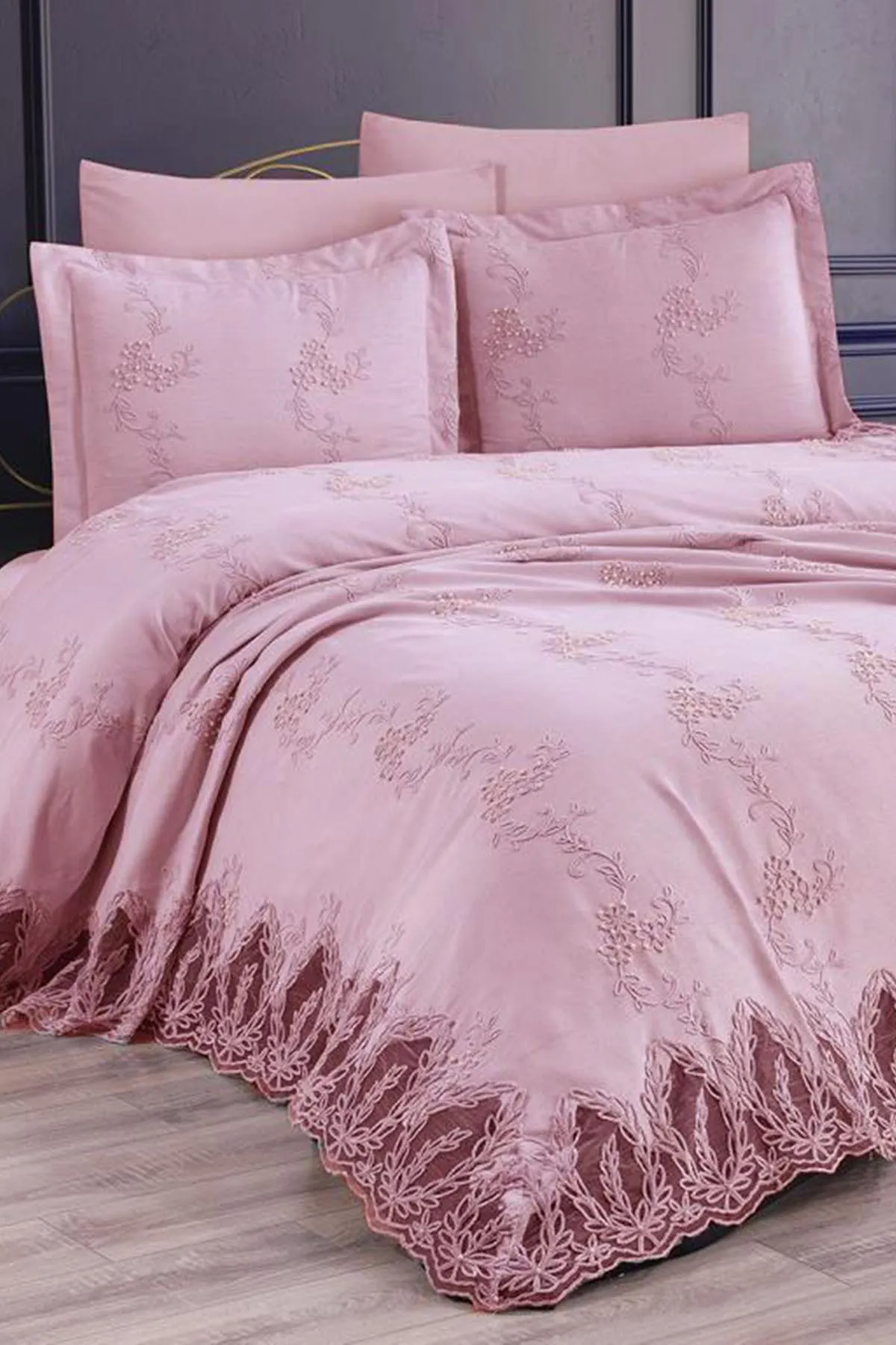 Çeyiz Diyarı  Çeyizdiyarı Palermo 6-teiliges Chenille-Piqué-Set Puder