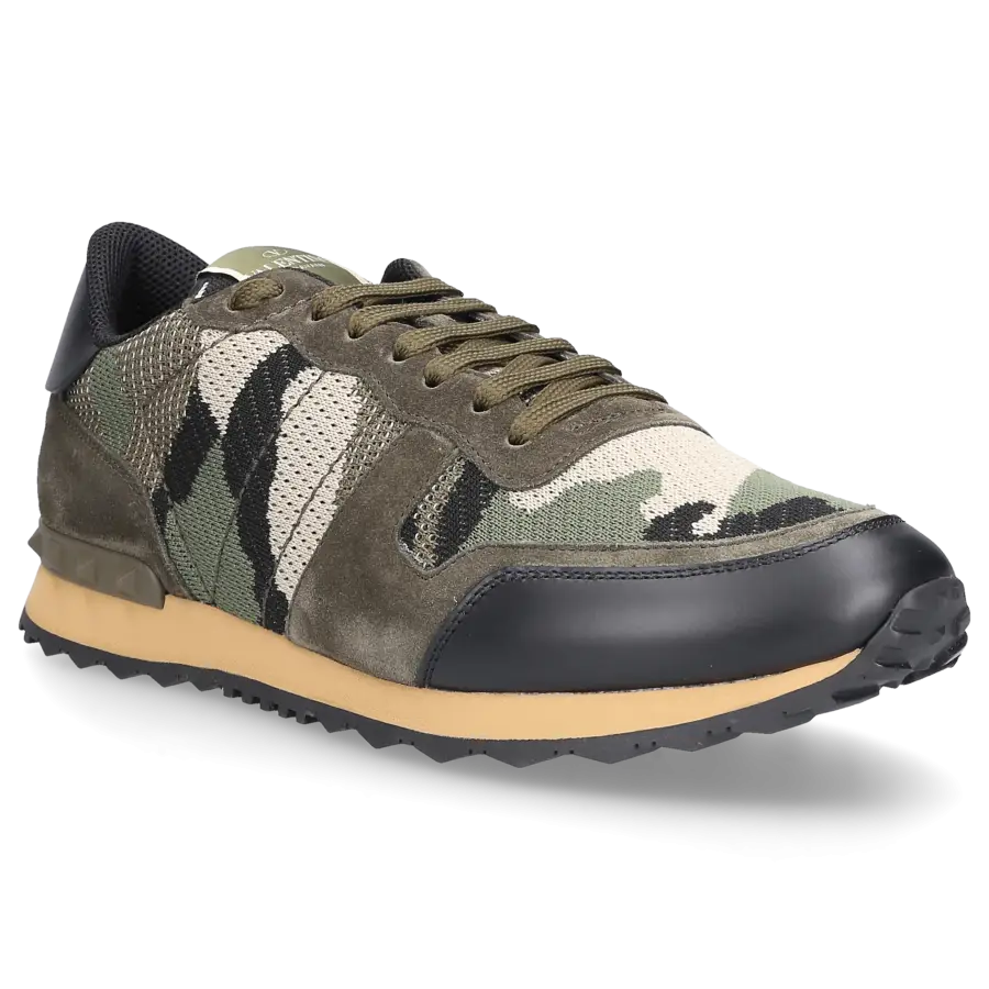Valentino Garavani - Sneaker low ROCKRUNNER Veloursleder - oliv