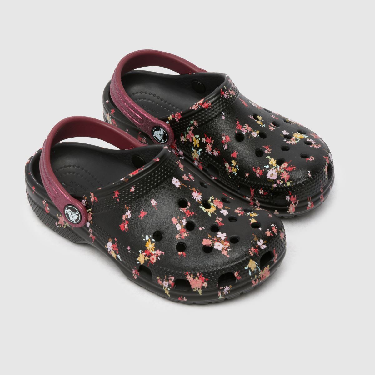 Crocs fekete multifunkciós klasszikus virágmintás klumpa lányoknak junior szandál
