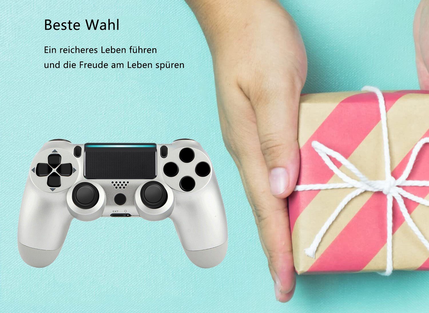 KINSI Wireless Gamepad, Controller, für PS4, Bluetooth PlayStation 4-Controller