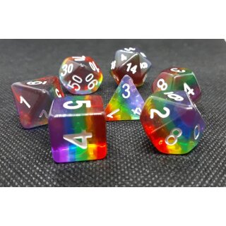 Würfelset Transparent: Rainbow (7)