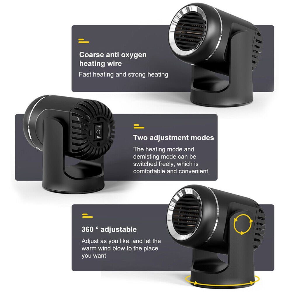 meeteu Heizlüfter 12V 200W Auto Heizung Luftheizung, 2 in 1 Autoheizung Scheibenheizung Defroster KFZ Truck Heizlüfter