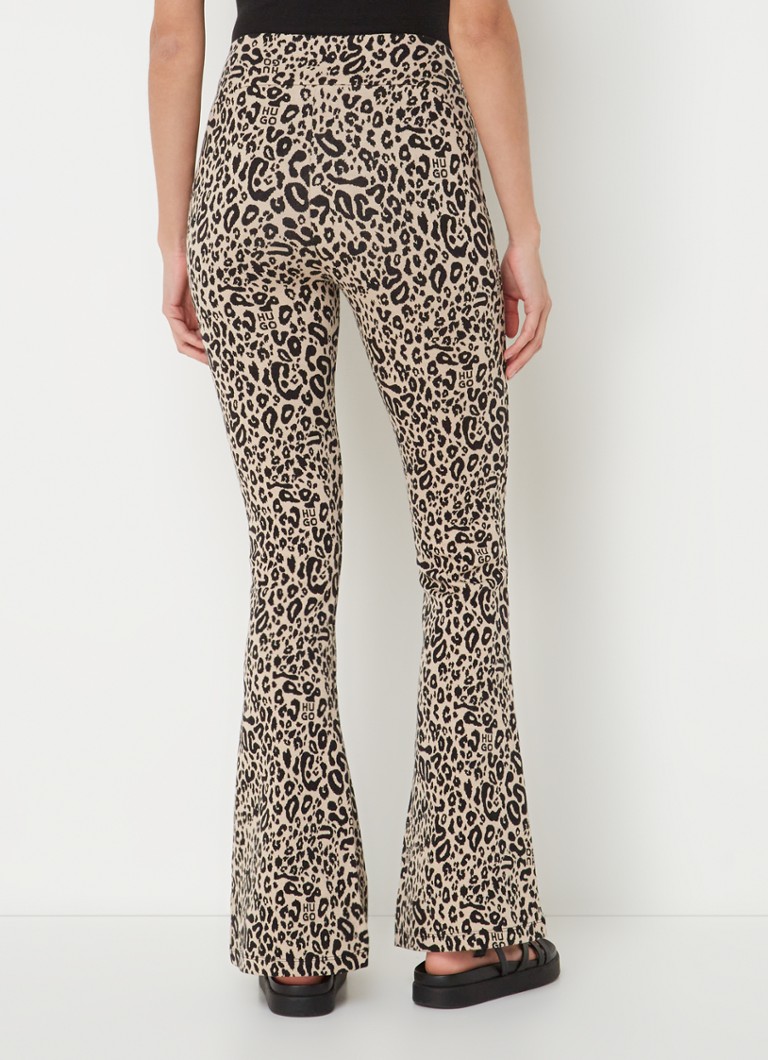 HUGO BOSS Nalentine high-waist flared trousers with leopard print