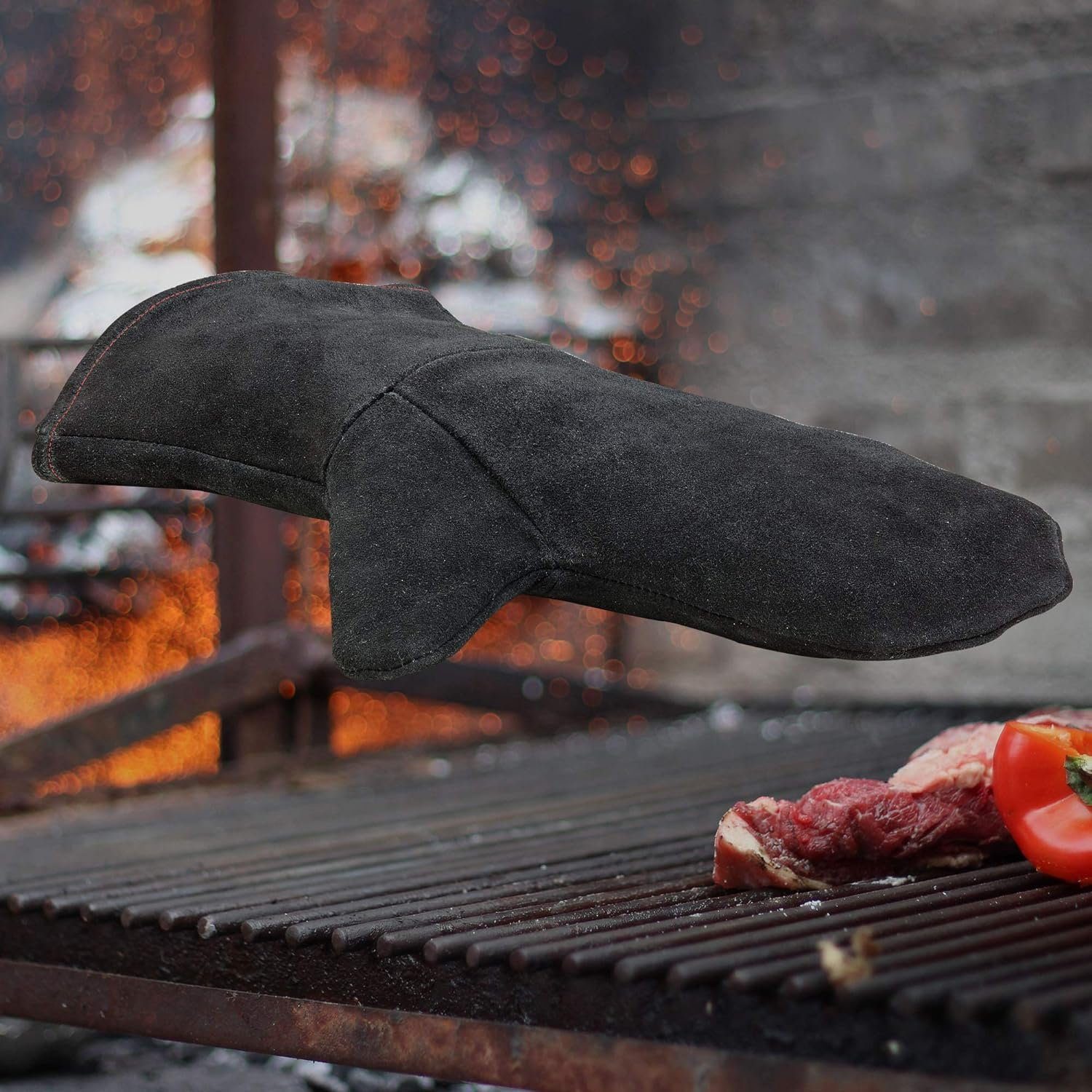 Fokelyi Topfhandschuhe 1 Stück Ofenhandschuhe,Backhandschuhe, Grillhandschuhe,Wildleder