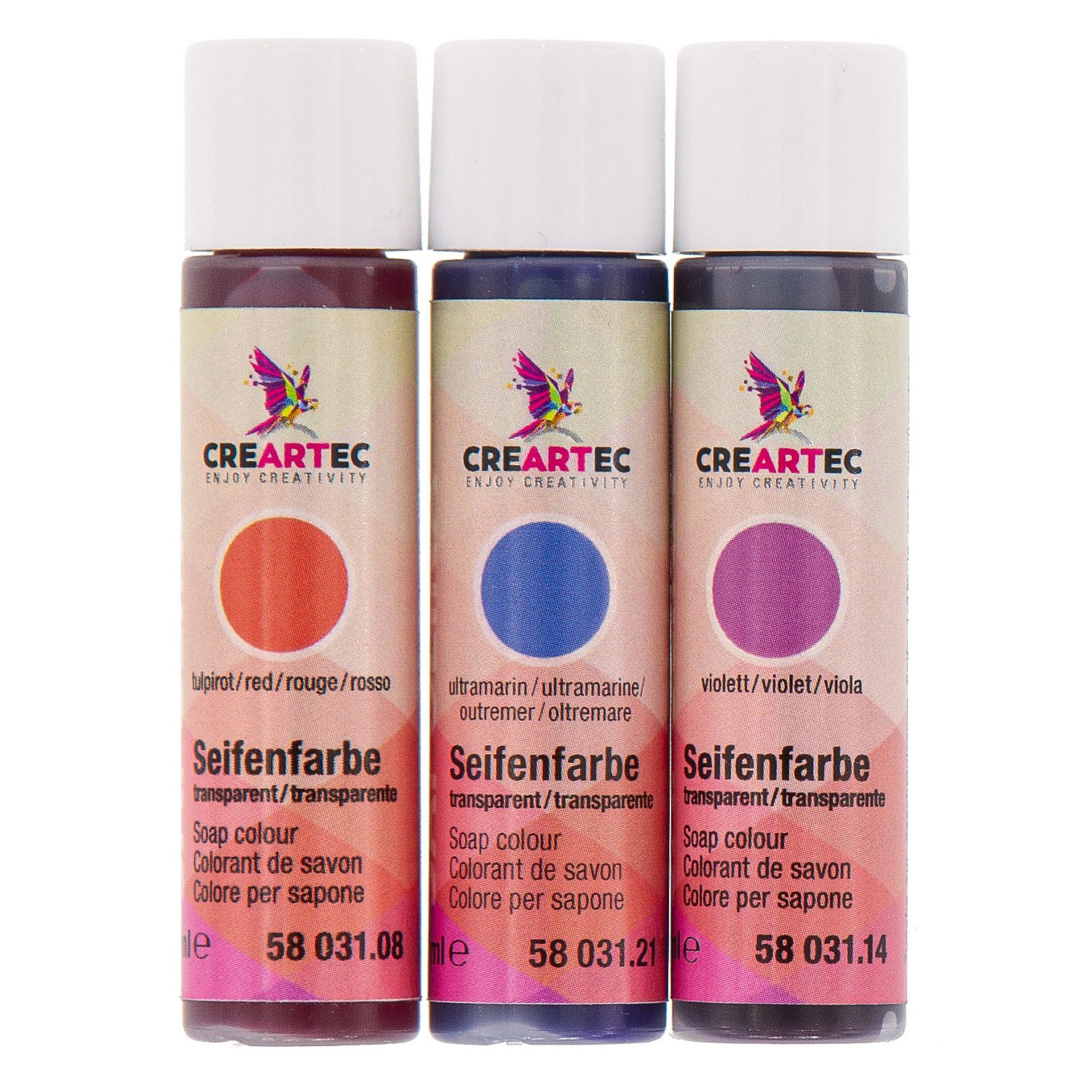 Seifenfarben-Set, rot, violett, blau