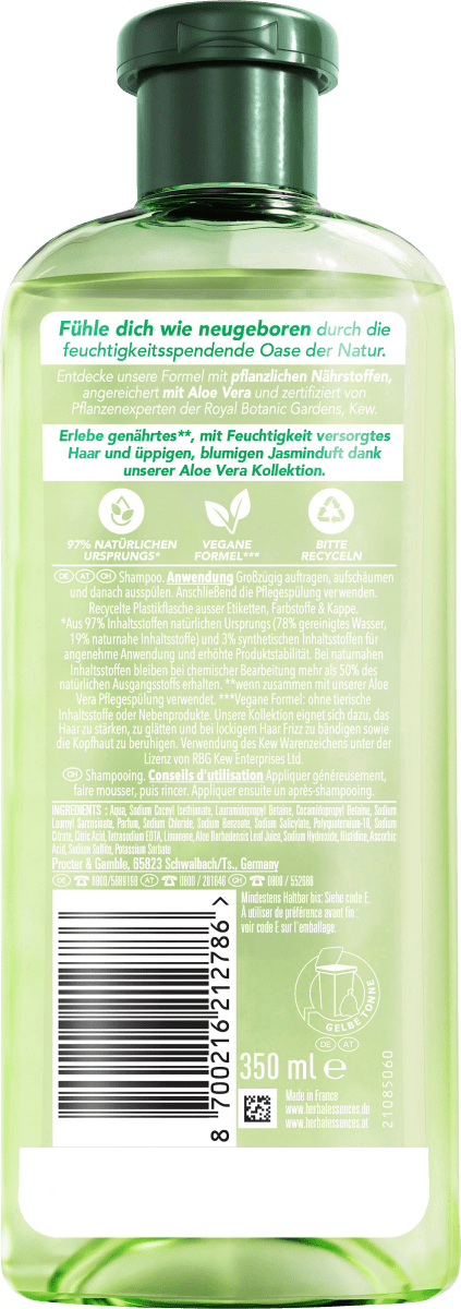 Shampoo Feuchtigkeit Aloe Vera, 350 ml