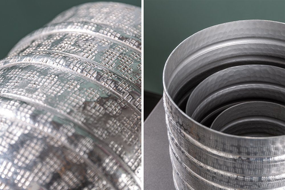 riess-ambiente Übertopf ORIENT silber (Set, 3 St), Vase · für Pflanzen · Metall · Handarbeit · Dekoration
