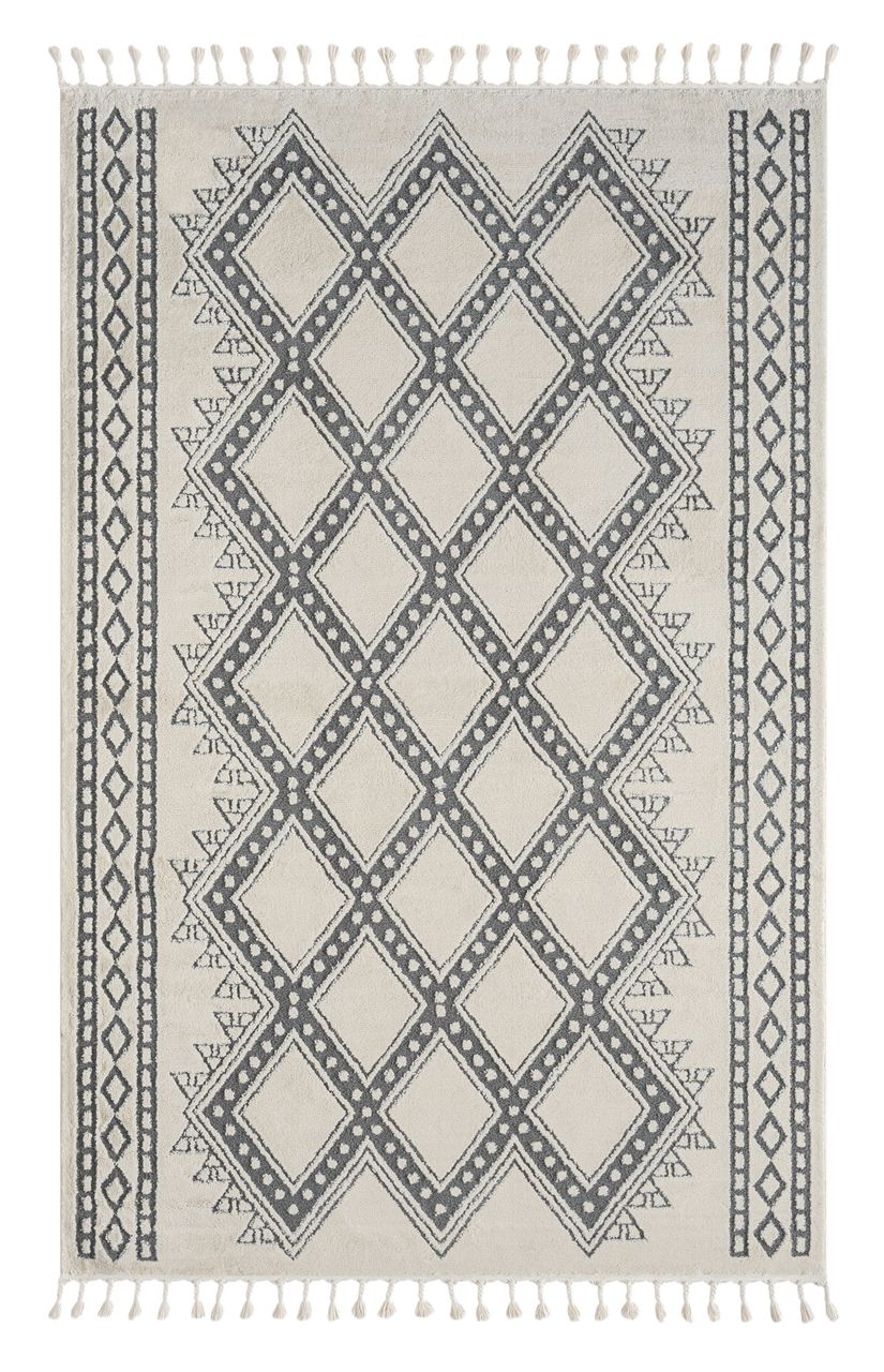 MyFlair Teppich Moroccan Joy, 200 cm x 290 cm, Farbe weiß, rechteckig, Florhöhe 19mm