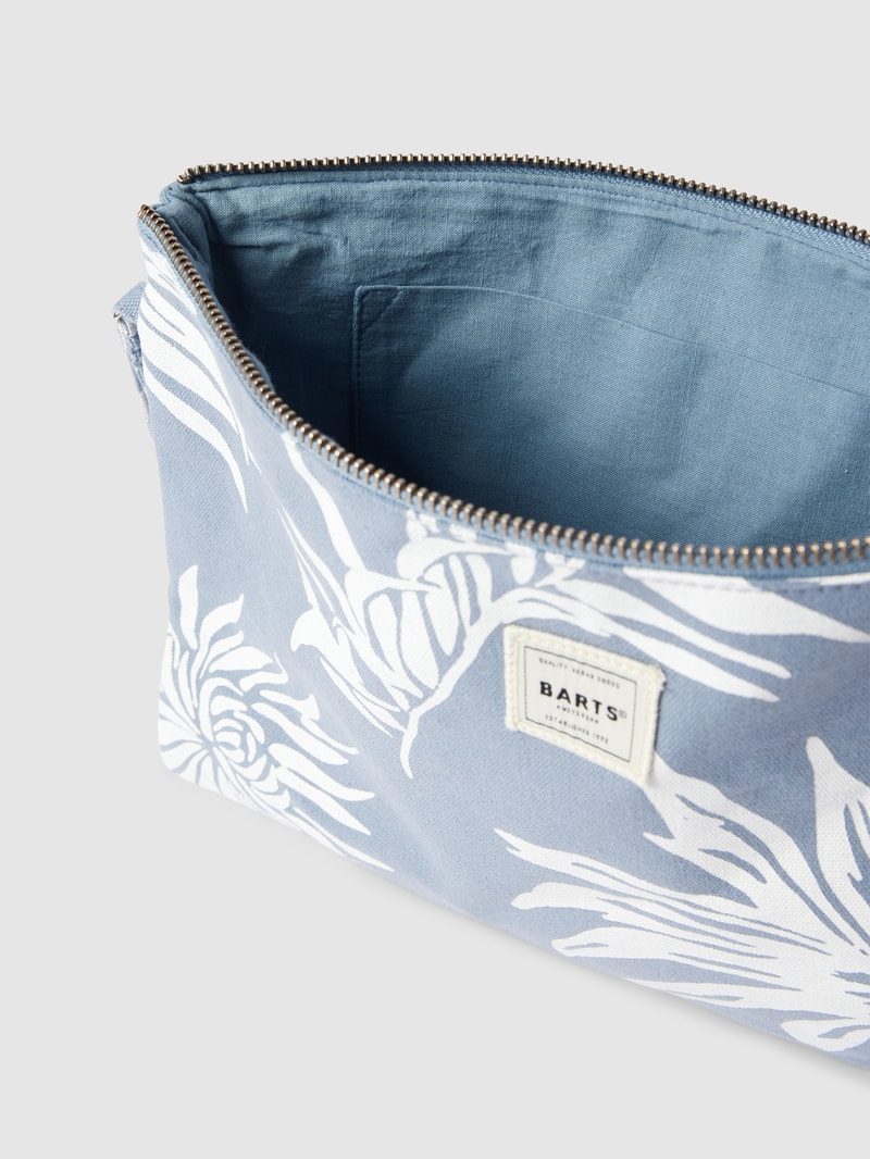 Kosmetiktasche mit Label-Detail Modell 'JUNO' in bleu