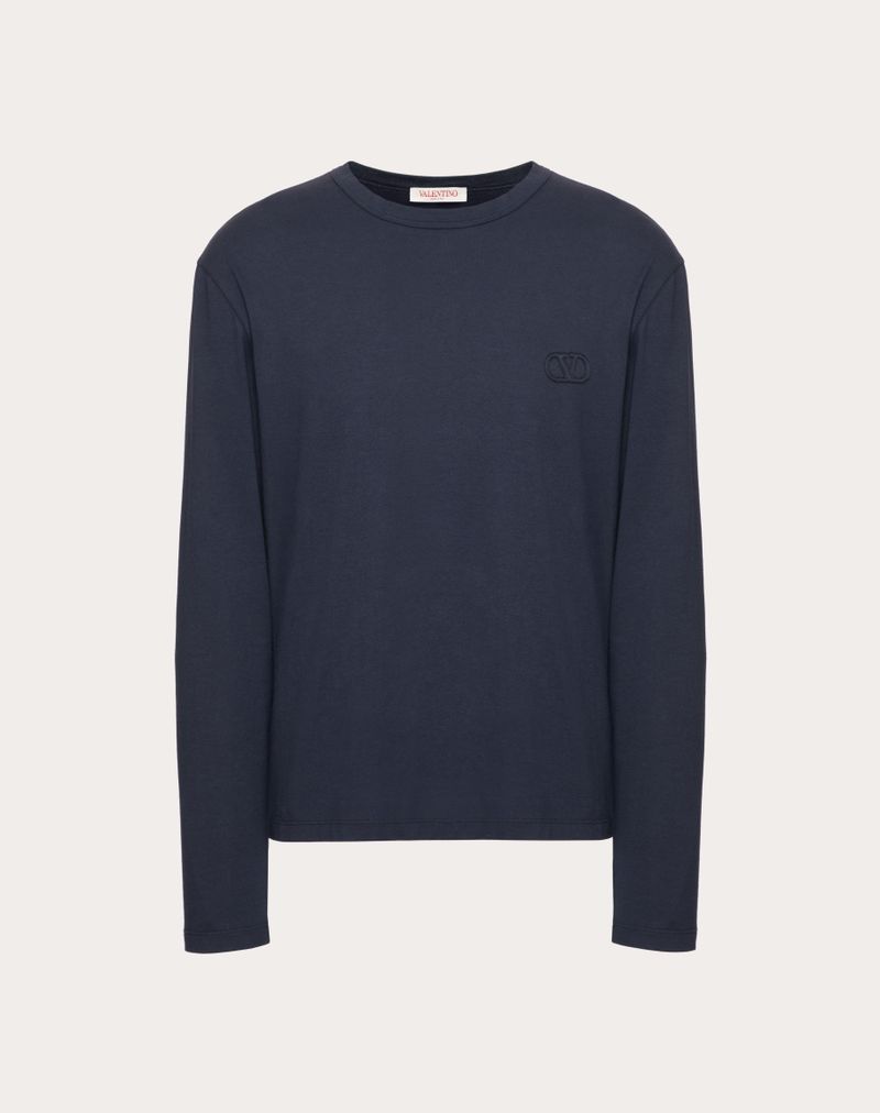 Langærmet bomulds-T-shirt med Vlogo-mærke