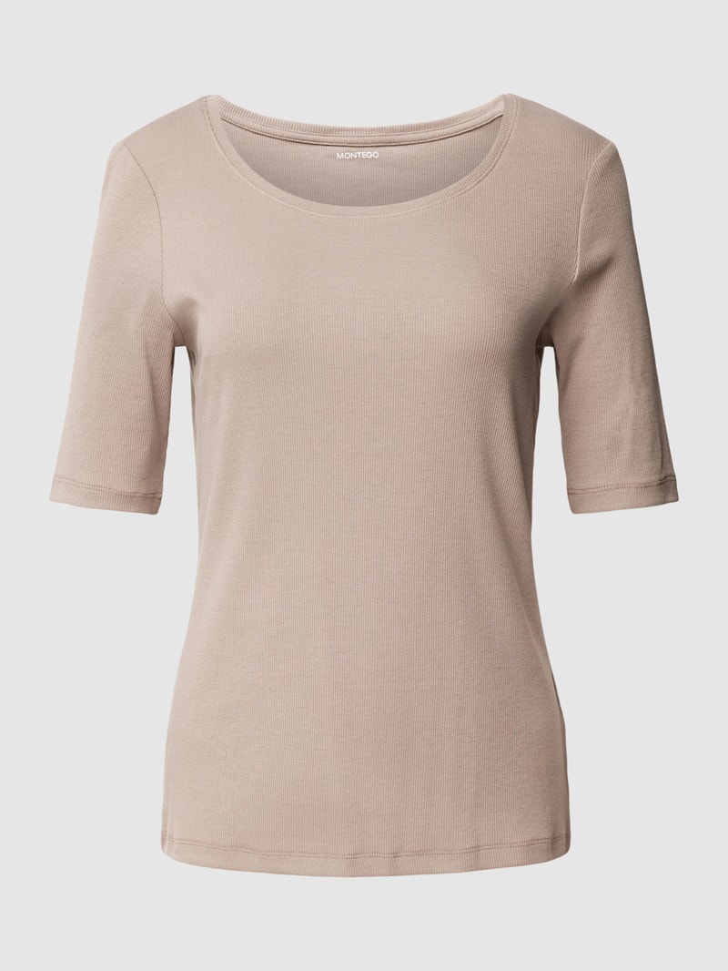 T-Shirt mit Rundhalsausschnitt Modell 'Mila' in taupe