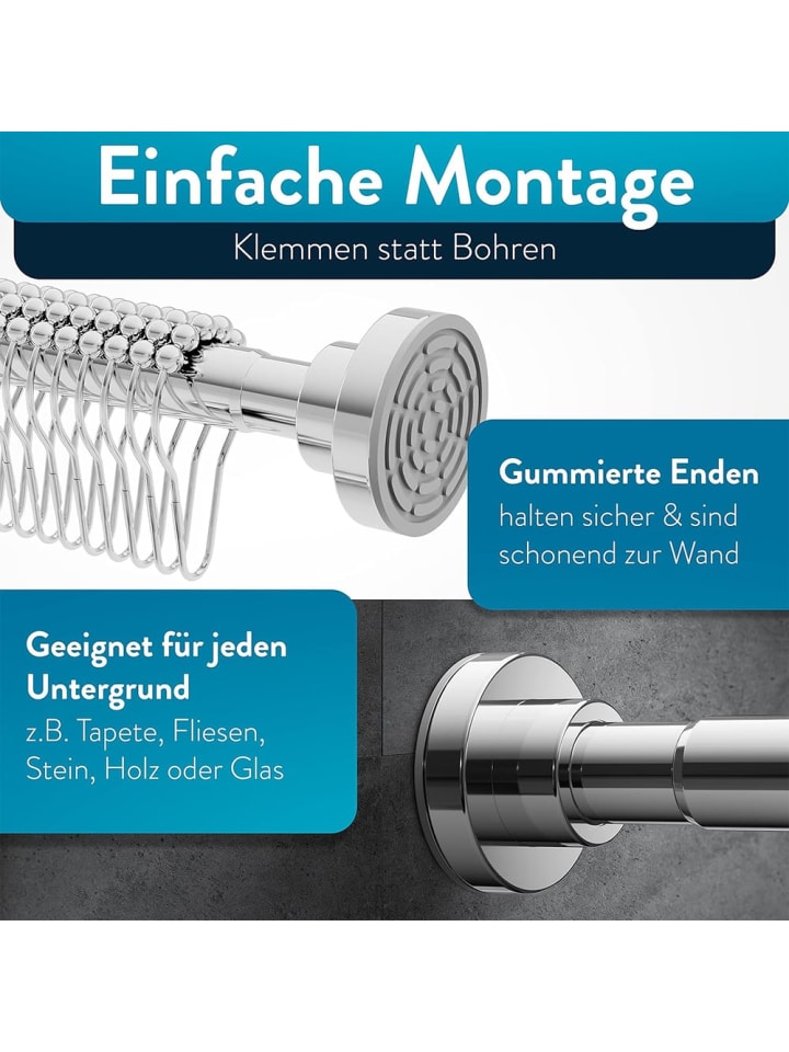 Benkstein BENKSTEIN Duschvorhangstange - 125–220 cm - Edelstahl - ausziehbar & rostfrei günstig kaufen onesize