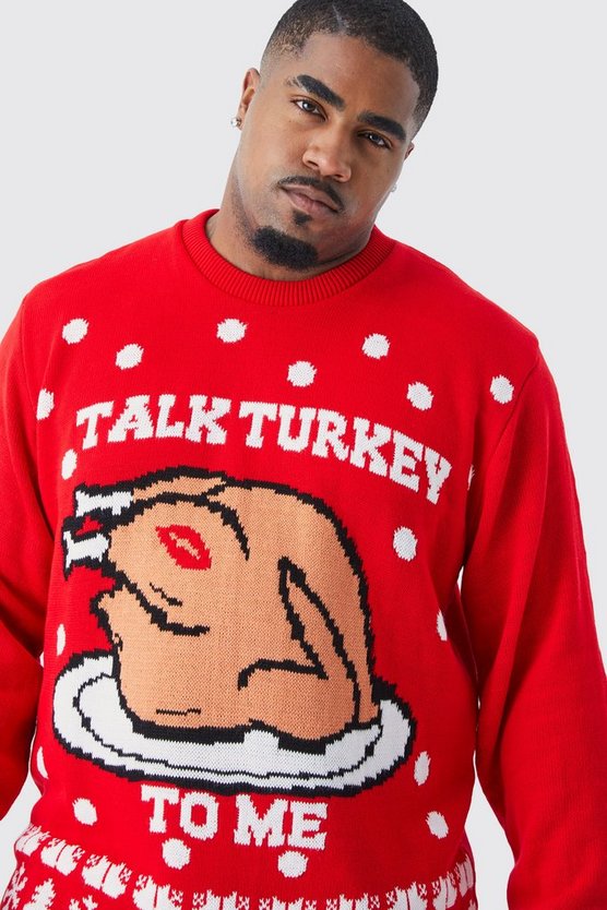 Plus Weihnachtspullover mit Talk Turkey To Me Print