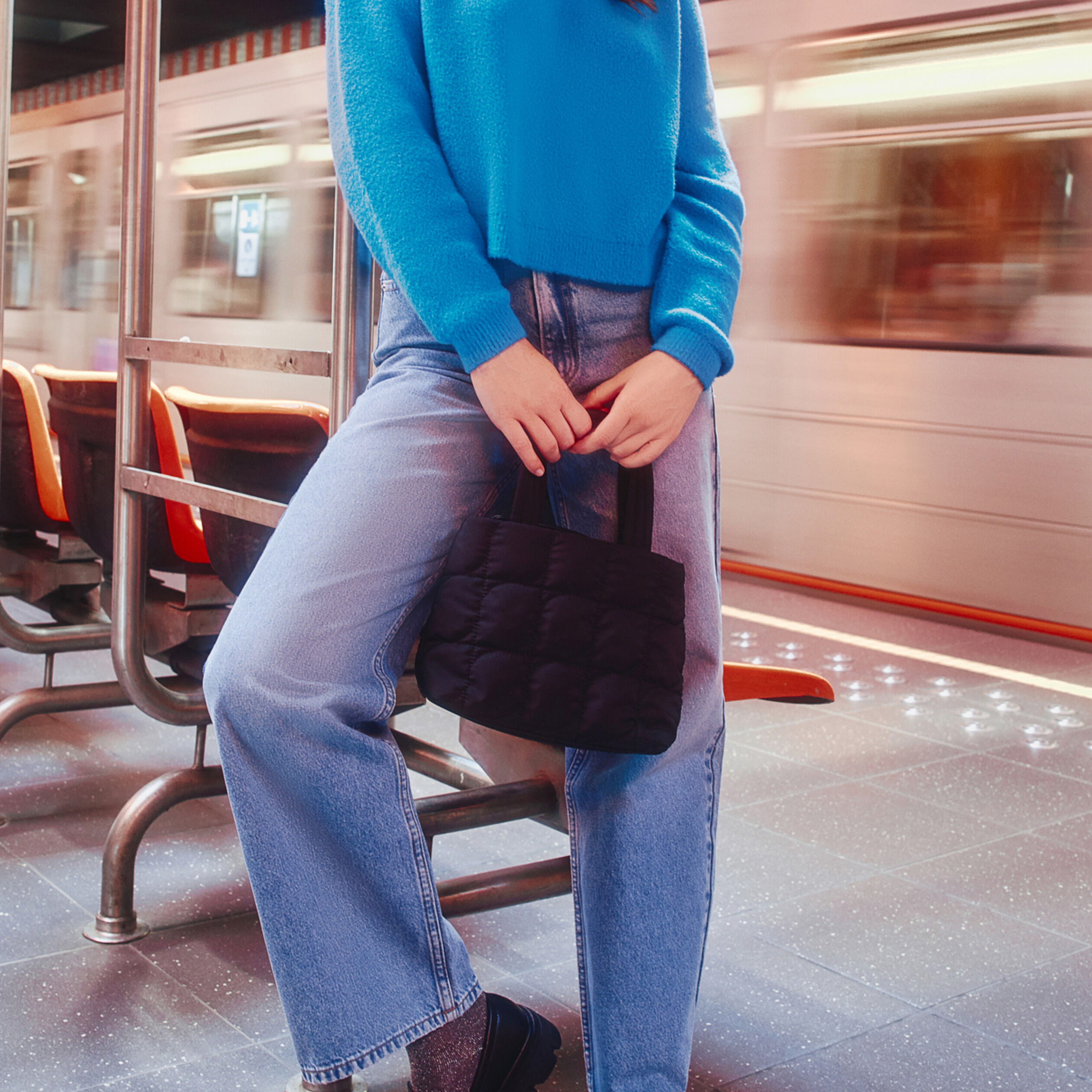Sac carré matelassé noir femme | Cache Cache