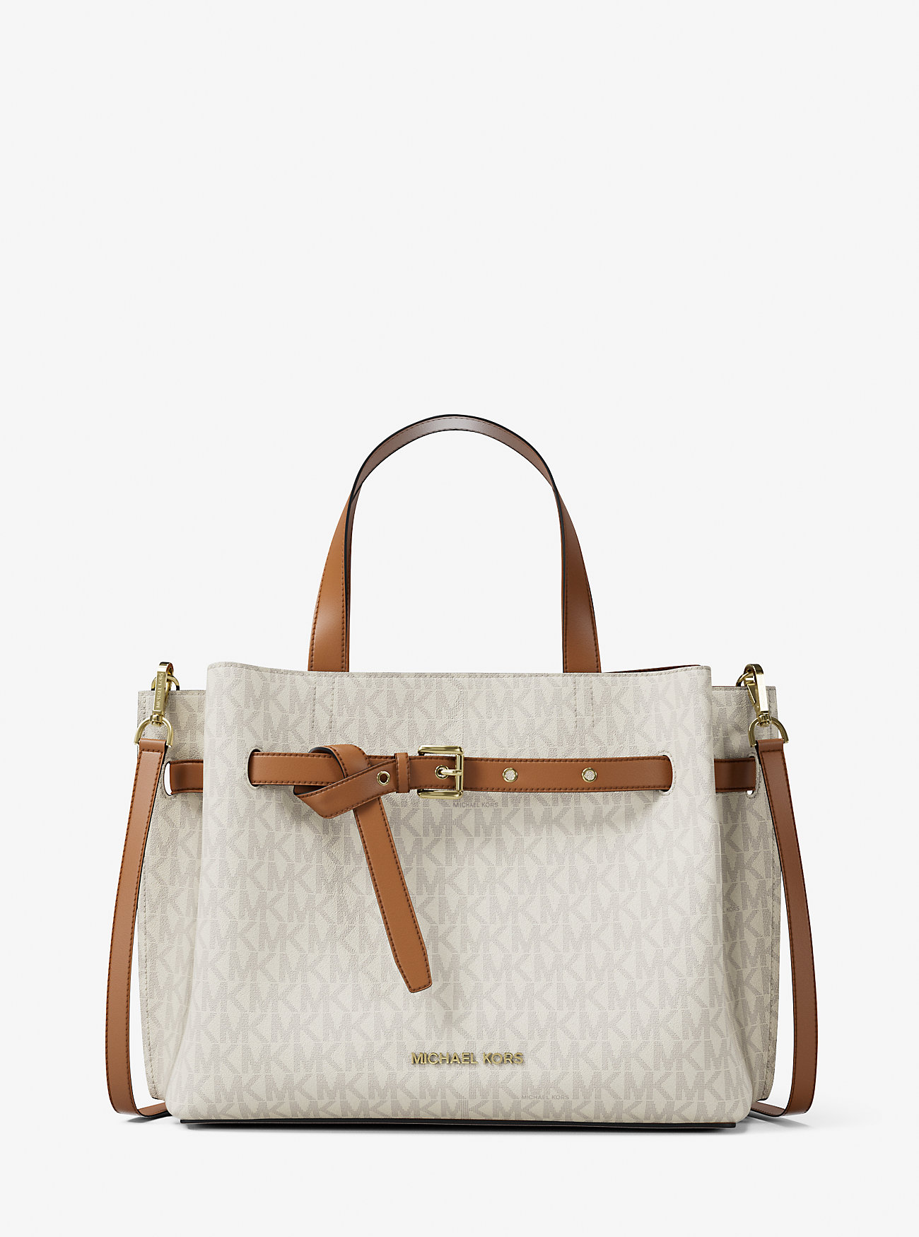 Średniej wielkości torba Emilia Signature Logo Satchel – WANILIA/ŻOŁĄDŹ