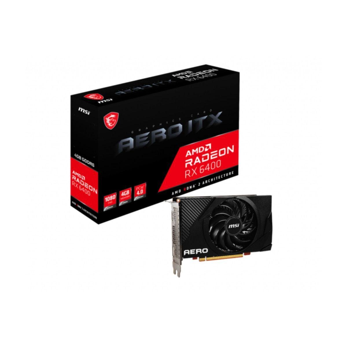 MSI Radeon RX 6400 Radeon RX 6400 AERO ITX 4G Grafikkarte (4 GB, GDDR6)